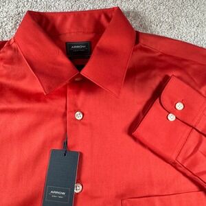 Arrow USA‎ 1851 Mens Classic Fit Red No Iron Dress Shirt 15-15.5 34/35 NWT